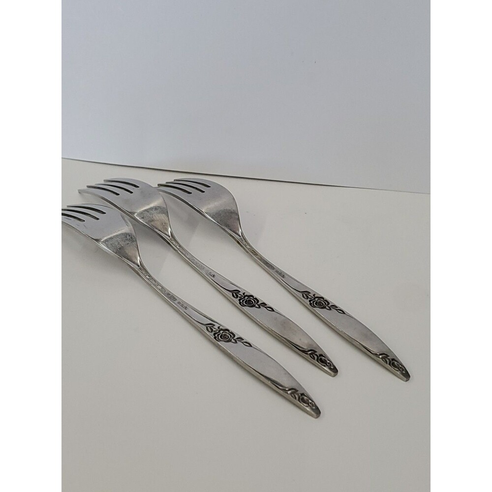 Forks-West Bend Twilight Rose (Set Of 3) Stainless Steel By‎ Oneida Silver(1979) - Picture 5 of 10